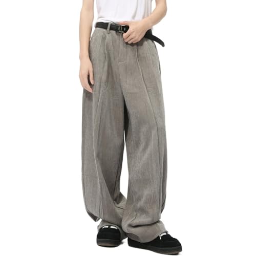 Men's Fall Wide Leg Vintage Trousers Classic Button Loose Fit Floor Length Suit Pants