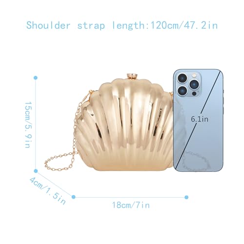 Image of Women Seashell Evening Bag Purse Mermaid Chain Strap Clutch Handbag Shoulder Bag | Seashell