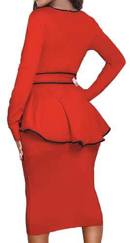 Image of Women's Bodycon Vintage Dresses Elegant Peplum Dresses for Women Business Work Office