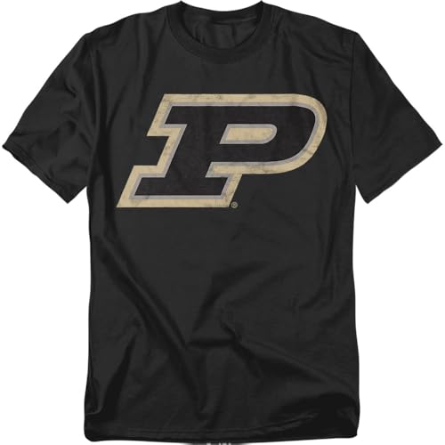 Purdue University Official Distressed Primary Unisex Adult T-Shirt Black Small