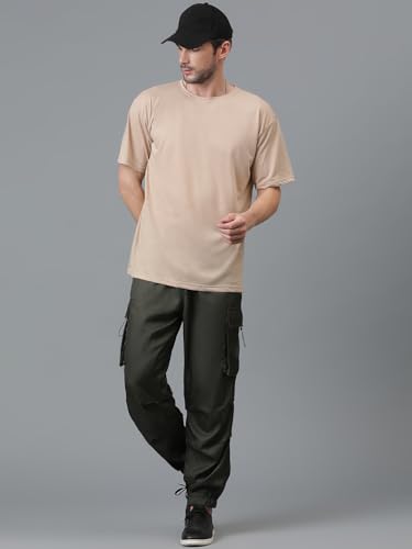 Image of KOTTY Men's Solid Mid Rise Utility Pocket Button Willow Blue Regular Cargo