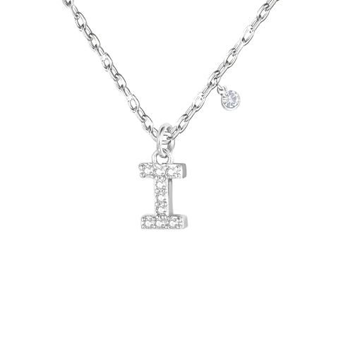GUOYU 26 Collier Initiale Lettre d'Anniversaire pour Femme Fille, Collier avec Lettre en Zircons d'Argent Pendentif, Personnalisation Idées Cadeaux Anniversaire...