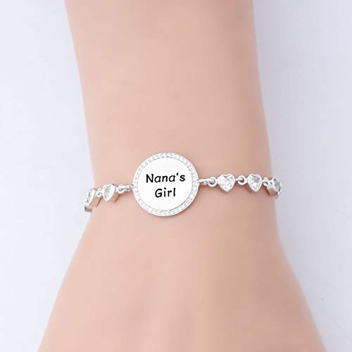 Image of FEELMEM Nana's Granddaughter Slider Bracelet Gift for from Nana Granddaughter Birthday Graduation Gift