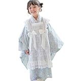 [キャサリンコテージ]女の子 七五三 3歳 7歳 レースエプロン着物ワンピース キッズ PC998 120cm ビンテージブルー[SAX] TAK