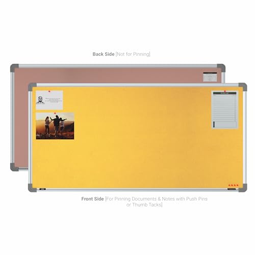 Image of Scholar Art Metis 2x4 Feet Bulletin Board for Study Table & Kids Room | Vibrant & Versatile Crape Cloth + High Density Soft Board for Pinning Photos, Sticky Notes & Reminders (Yellow)