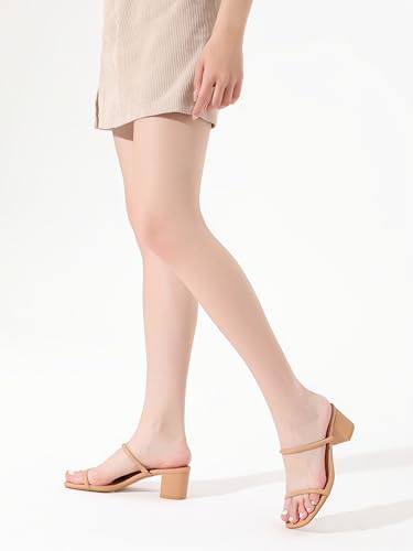 Image of Shoe'N Tale Strappy Heels for Women Square Open Toe Two Strap Low Block Heel Slip on Dressy Sandals Shoes