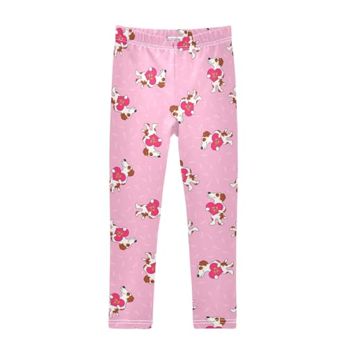 Girls Basic Leggings Baby Girls Pants Valentine's Beagle Dog Soft Footless Stretchy Tights Pants 4-10Y