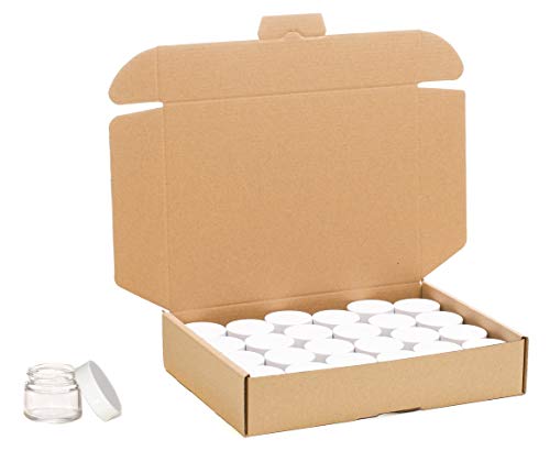 Pack de 24 tarros con tapa blanca - Cristal transparente - 15 ml