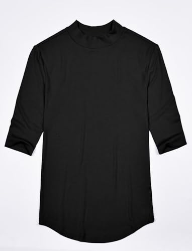 Zengjo Short Sleeve Turtleneck Women Ribbed Shirt Mock Neck Fitted Tee Top4