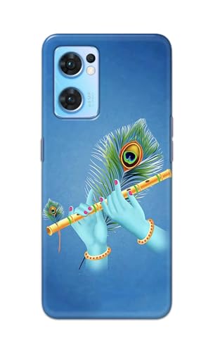 Image of PRINTFIDAA Printed Hard Back Cover Case for Oppo Reno7 5G | Oppo Reno 7 5G Back Cover (Flute in Krishna Hands) -112