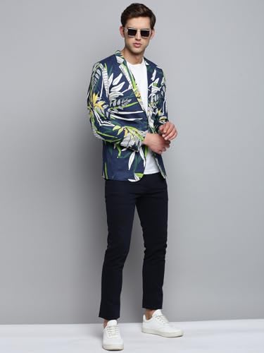 Image of SHOWOFFFF Men Printed Single Breasted Party Blazer | Notched Lapel Full Sleeves Cotton Blazer's for Mens | Slim Fit Regular Length Blazers for Men's