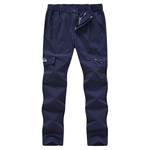 Rdruko Ladies Work Trousers Elastic Waist Lightweight Quick Dry Summer Water Resistant Walking Hiking Cargo Trousers Navy Blue L Cover