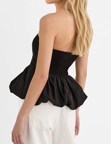 MISSACTIVER Peplum Tank Top for Women Casual Bandeau Tube Top Summer Flowy Strapless Going Out Shirts Blouses2