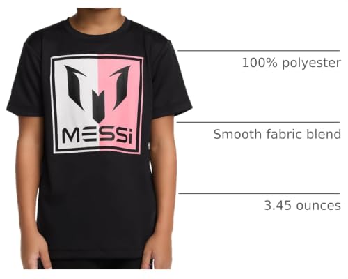 Image of Messi Boys' Lifestyle Short Sleeve Top, Loose-Fit Shirt with Logo, Comfortable, All-Day Wear