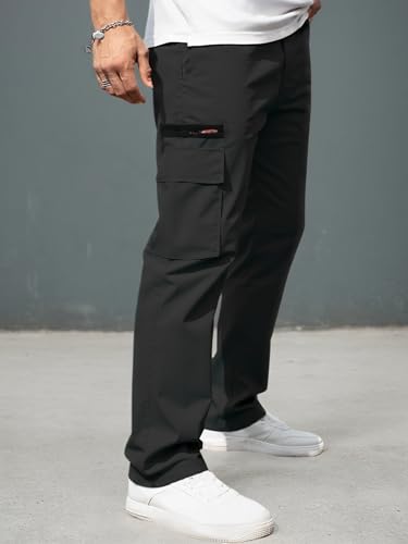 Men's Casual Cargo Pants - Lightweight Elastic Waist with Pockets Hiking Outdoor