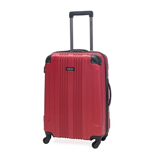 Kenneth Cole REACTION Out of Bounds Lightweight Hardshell 4-Wheel Spinner Luggage, Scarlet Red, 24-Inch Checked