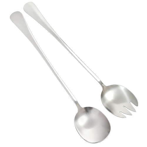 Pevlkawr 2 Pcs Couverts À Salade Ustensiles De Cuisine Inoxcouverts Cuillère Et Fourchette 28 Cm Set Couverts De Table Fourchettes De Table pour Cuisine,...