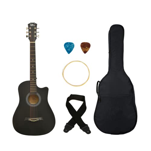 Image of BLUEBERRY VIP-382, Acoustic Guitar, Cutway Innovative design With Bag, Belt, String Set And 2 Picks - 38 Inch (Black)
