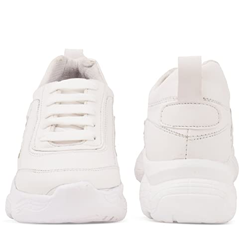 Image of SUKART White Womens Laceup Sneakers