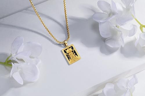 Hecate Tarot Card Necklace Triple Moon Hekate Goddess of Witches Pendant for Women Men 925 Sterling Silver 18k Gold Plated Hecate Ancient Greek Mythology Witchcraft Magic Amulet Jewelry Gift3