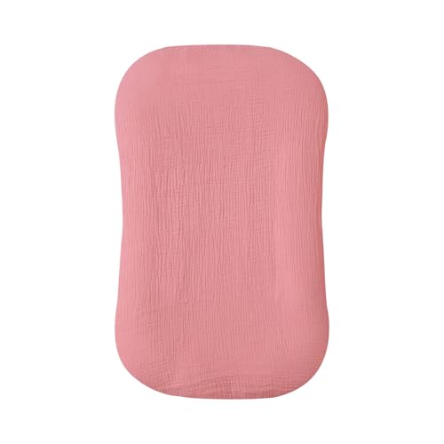 Image of Hooyax Muslin Baby Lounger Cover Soft Organic Cotton Slipcover Fits Newborn Lounger for Baby Boys and Girls (Flesh Pink)