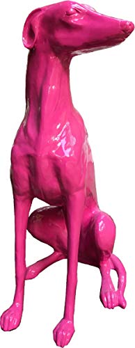 Figurine décorative Design lévrier Rose 35 x 55 x H. 80 cm - Sculpture décorative résistante aux intempéries - Décoration Salon - Décoration Jardin -...