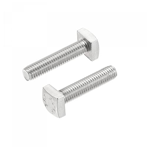 uxcell Square Head Bolt, 2pcs M8x35mm Fully Thread 304 Stainless Steel Grade C Square Machine Screws