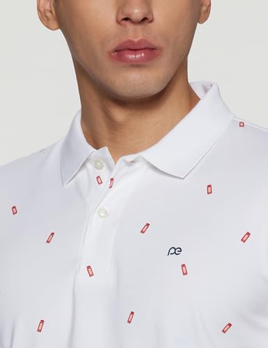 Image of Peter England Men's Cotton Regular Fit Half Sleeve Printed Polo T-Shirt | Stretchable Lycra Comfort | Premium Single Jersey Fabric