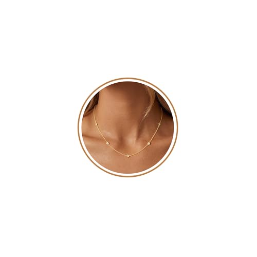 Image of Halora Gold Necklace for Women, 14K Gold Choker Necklaces Birthday Gifts for Women Mum Friends Wedding Prom Jewellery Flower