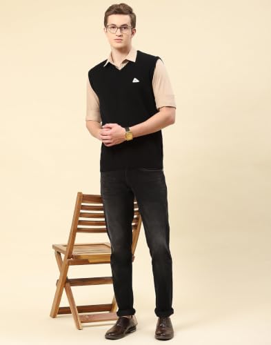 Image of Monte Carlo Men Regular Fit Sleeveless Solid V Neck Winter Sweater (Pack of 1)