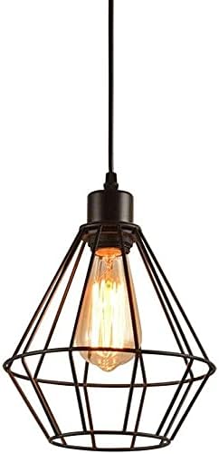 Lámpara de techo industrial vintage con jaula de alambre negro, lámpara colgante ajustable E27 para cocina, restaurante y decoración del hogar