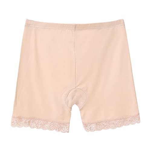 Goutique Womens Lace Short Skirts Safety Pants Leggings, Stretchy Ultra Thin Workout Athletic Anti-Empty Boxer Shorts Beige #TOP1