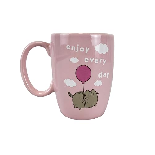 Enesco Pusheen the Cat with Balloon Enjoy Every Day Coffee Mug, 12 Ounce, Pink
