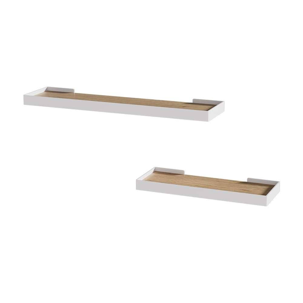 Vicco Półka ścienna "Erni", Biały/złoty dąb, 60 x 3 cm Zestaw 2 sztuk