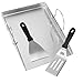 Edelstahl Grillplatte Plancha 40 x 30 x 4 cm mit 2 Grillspachteln, Abnehmbaren Griffen für Weber, Enders, Burnhard Ersatzteile Zubehör – BBQ Grillplatte für Gasgrill & Holzkohlegrill
