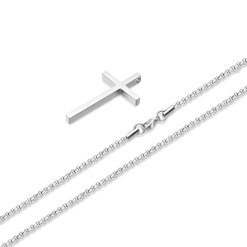 Image of Moon Bucks - Pendant for Boys Silver Pendants For Mens | Stainless Steel Lord Prayer Cross Pendant Necklace Chain for Men | Birthday Gift for Boys | Locket for man and boys | Chain For Men - Christmas Gift