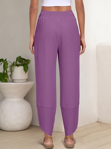 Image of ANRABESS Womens Wide Leg Palazzo Capri Pants 2026 Summer Casual High Waisted Barrel Lounge Flowy Cropped Beach Work Trousers