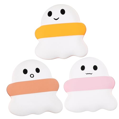 Beatifufu 3Pcs Cute Cartoon Powder Puff Soft Dry Makeup Puff for Loose Powder Compact and Lightweight with Finger Strap for Foundation and Concealer Application