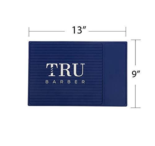 Image of TRU BARBER ORGANIZER MAT 13 inchX 9 inch (BLUE) Flexible PVC Station Mat, Professional Mat, Salon and Barbershop work Station pads, Beauty salon tools hairstylist, Counter mat for clippers, Anti slip
