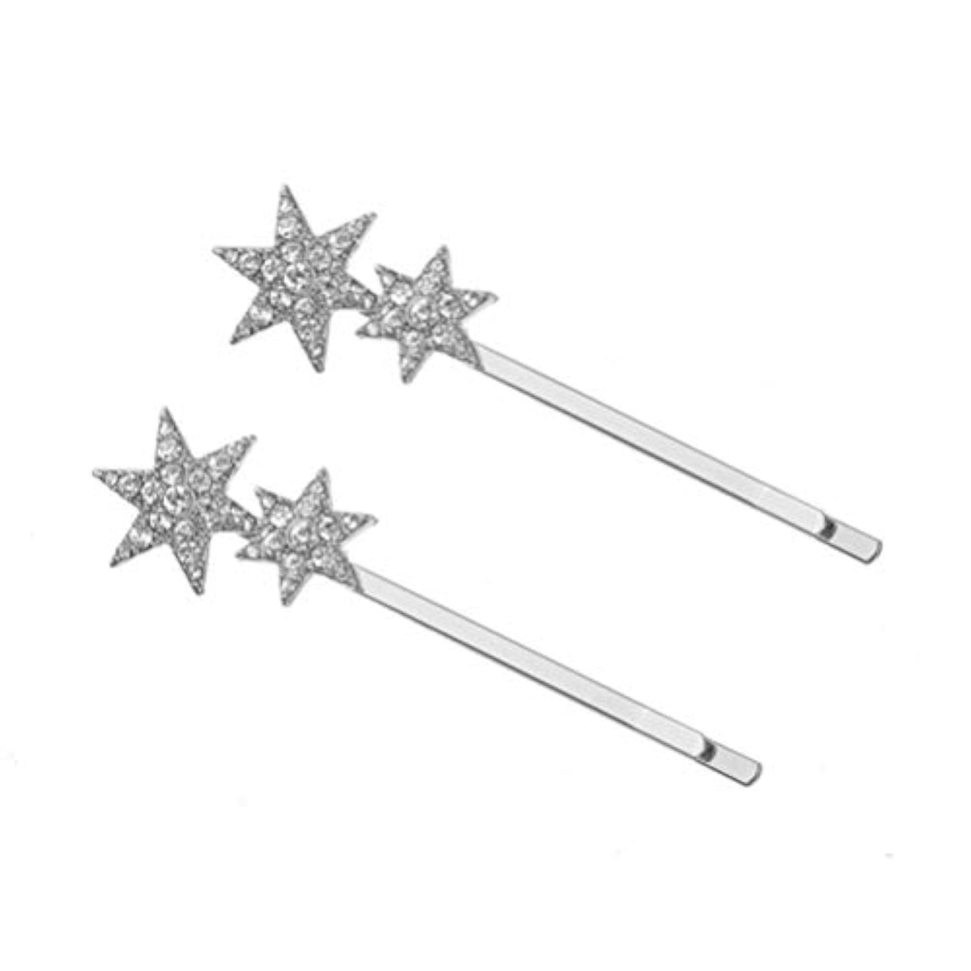 Stars Hair Clips Vintage Rhinestone Bobby Pins, 2Pcs Set