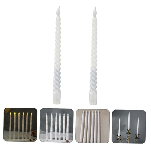Velas cónicas en espiral LED de cera con llama realista pack de 6 unidades 7