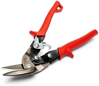 Wiss M6R 9-1/4in Metalmaster Offset Snips, Cuts Straight to Left, Red Grips