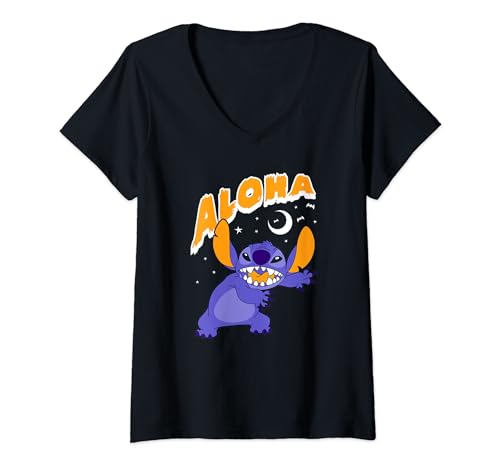 T-shirt V Stitch Disney Halloween pour femme look spooky original aloha