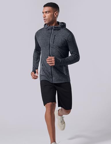 Liberty Imports 2-Pack Men’s Zip-Up Hoodies with Zipper Pockets, Lightweight Fleece Sweatshirts for Running Casual Activewear2