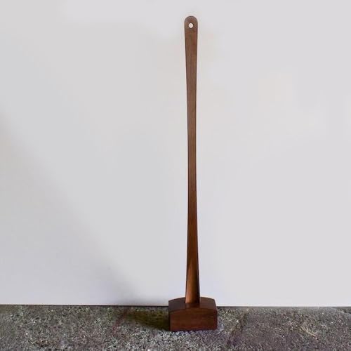[ブラウン]立ったままで使える!木製ロング靴べら[台座付き] 74.5cm