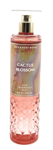 Bath and Body Works Cactus Blossom Fine Fragrance Mist 8 Fluid Ounce Body Spray Diamond Plate Decorative Bottle Orange (2023 Limited Edition)
