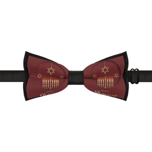 GoasNei Happy Shavuot Jewish Holiday Bow Tie for Men Adjustable Necktie Funny Tie Neck Ties for Weddings Party