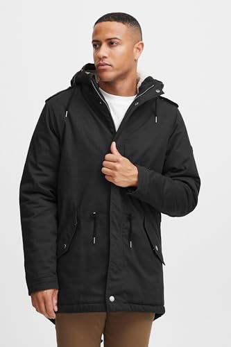 !Solid SDDarnell Herren Winterjacke Parka Mantel gefüttert mit Teddy-Futter Kapuze Kordelzug Druckknöpfe Baumwolle Regular fit, Größe:L, Farbe:Black (9000)