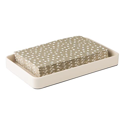 mDesign Modern Decorative Metal Guest Hand Towel Tray Holder Organizer for Disposable Paper Napkins, Jewelry, Makeup - Bathroom Vanity Sink Counter Organization - Unity Collection - Matte Vanilla