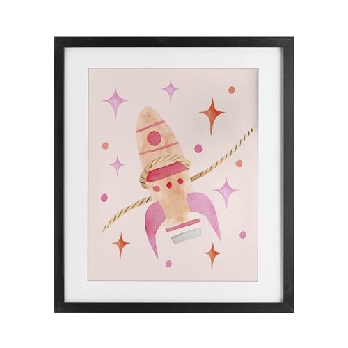Affiche Lasso Rocket Ship cadre blanc Stupell Industries verre Nina Jacobs 16x13